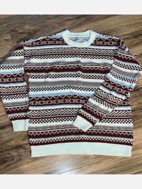 Hollister Brown and Cream Crewneck Sweater